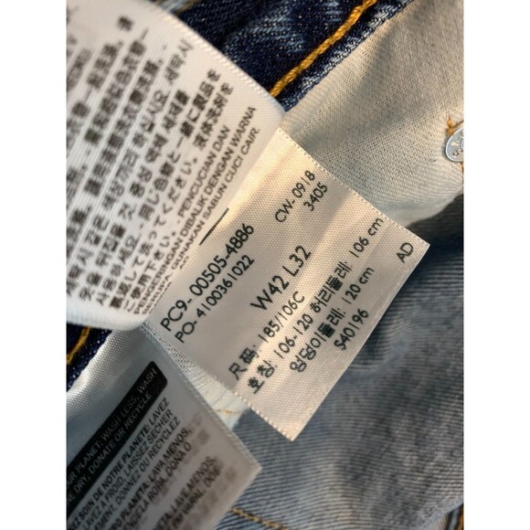 Levis 505 Jeans Mens 42x32 Regular Fit Straight Leg Y2K Dark Denim - Picture 8 of 10